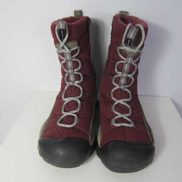 Keen Women 8 Vail Red Tan Leather  Insulated Waterproof Lace Zip Boots 38.5 - Picture 14 of 16